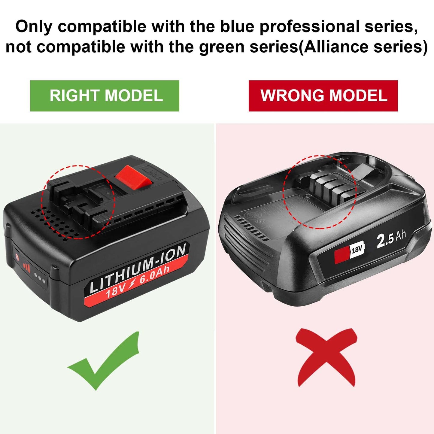 [2Pack] 18V 6.0 Ah! HIGH-Output Battery for Bosch 18V Battery Lithium BAT609 BAT609G BAT610G BAT611 BAT612 BAT618 BAT618G BAT619 BAT619G BAT622 BAT620