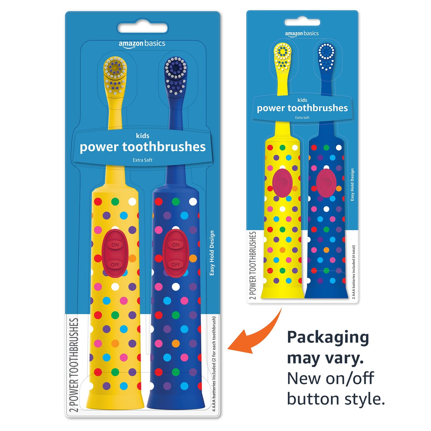 Amazon Basics Kids Electric Toothbrush, Battery Powered, Soft Bristles, Oscillating Brush Head, Ages 4+, 2 Count, 1-Pack (Previously Solimo)