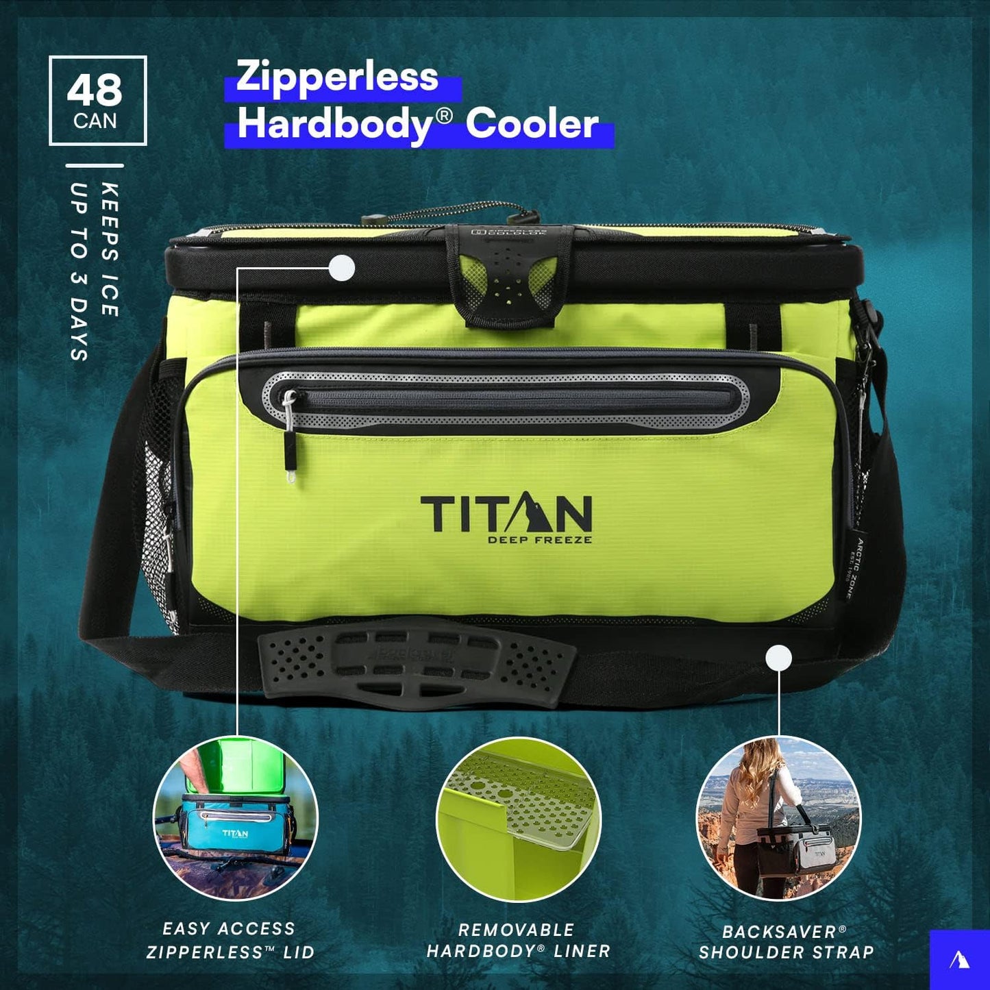 Titan Deep Freeze Cooler Zipperless Hardbody Cooler - Deep Freeze Insulation, HardBody Liner, and SmartShelf