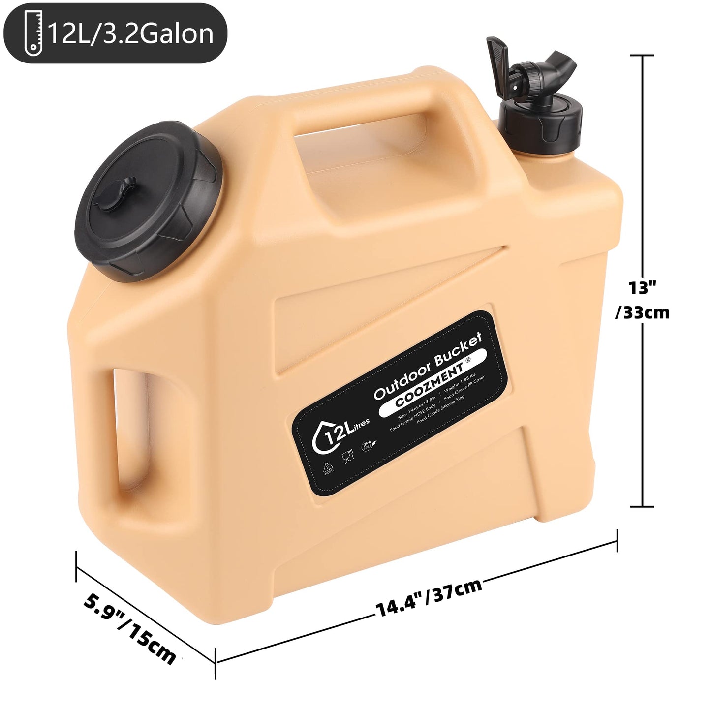 3.2 Gallon/5 Gallon Water Containers with Spigot, BPA Free Water Jug, Military Green Water Tank, Multifunction Water Storage Containers for Camping Outdoor Hiking,Emergency Stroage