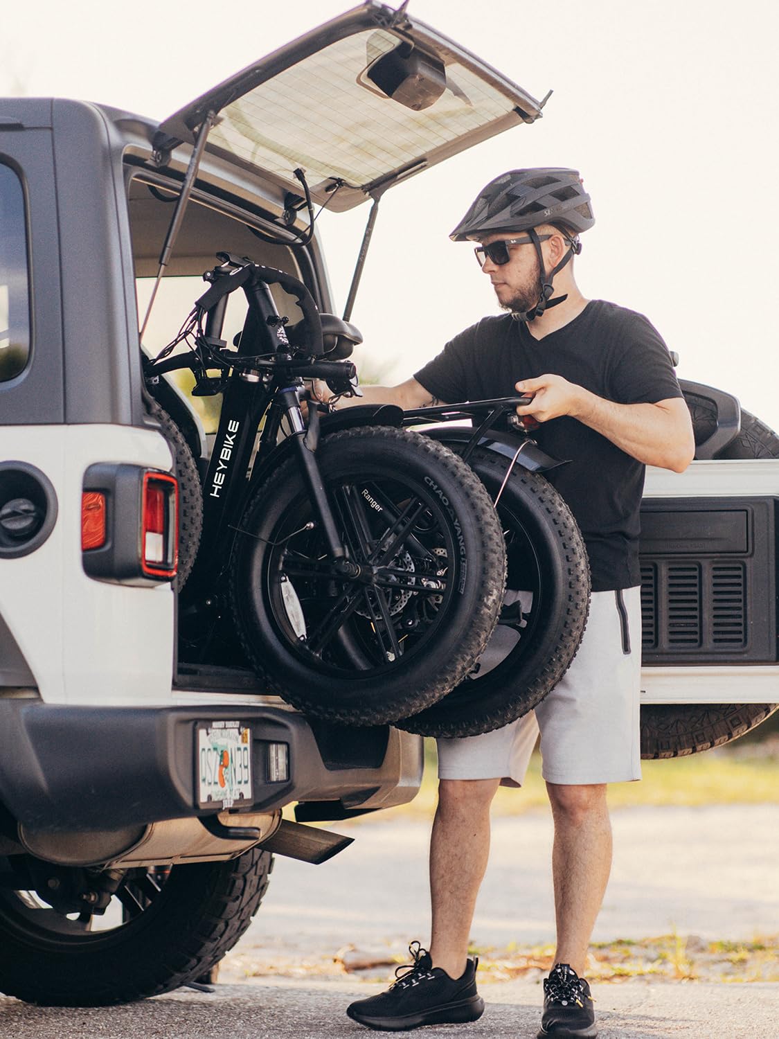 Heybike Ranger Electric Bike for Adults, Peak 1400W Upgraded Motor Ebike, 28MPH [20" Fat Tire All-Terrain] 600Wh Removable Battery Folding Step-Thru E Bike with Front Suspension