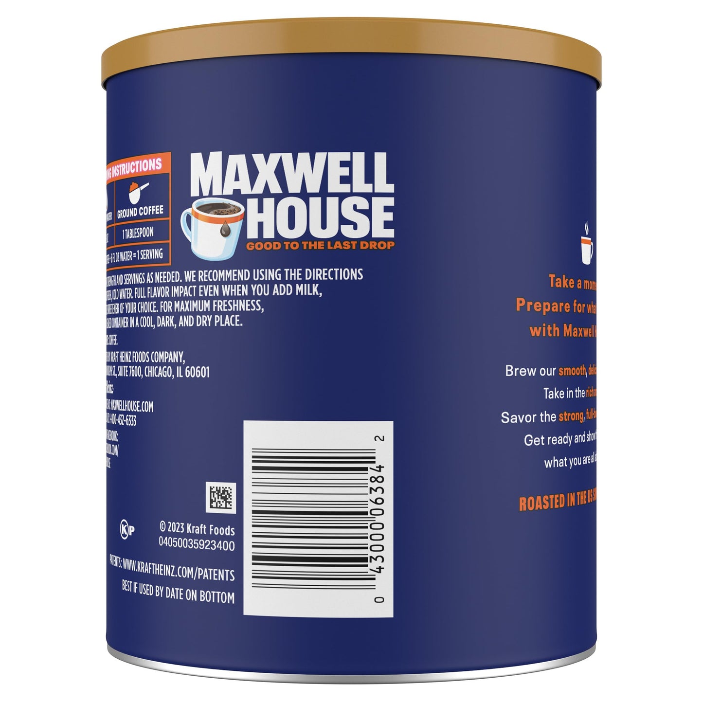 Maxwell House Breakfast Blend Mild Roast Ground Coffee, 38.8 oz Canister
