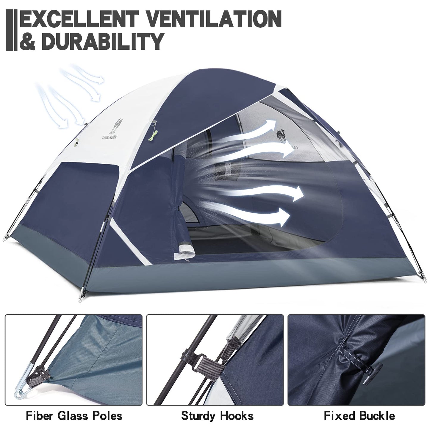 CAMEL CROWN Tents for Camping 2/3/4/5 Person Camping Dome Tent, Waterproof,Spacious, Lightweight Portable Backpacking Tent for Outdoor Camping/Hiking