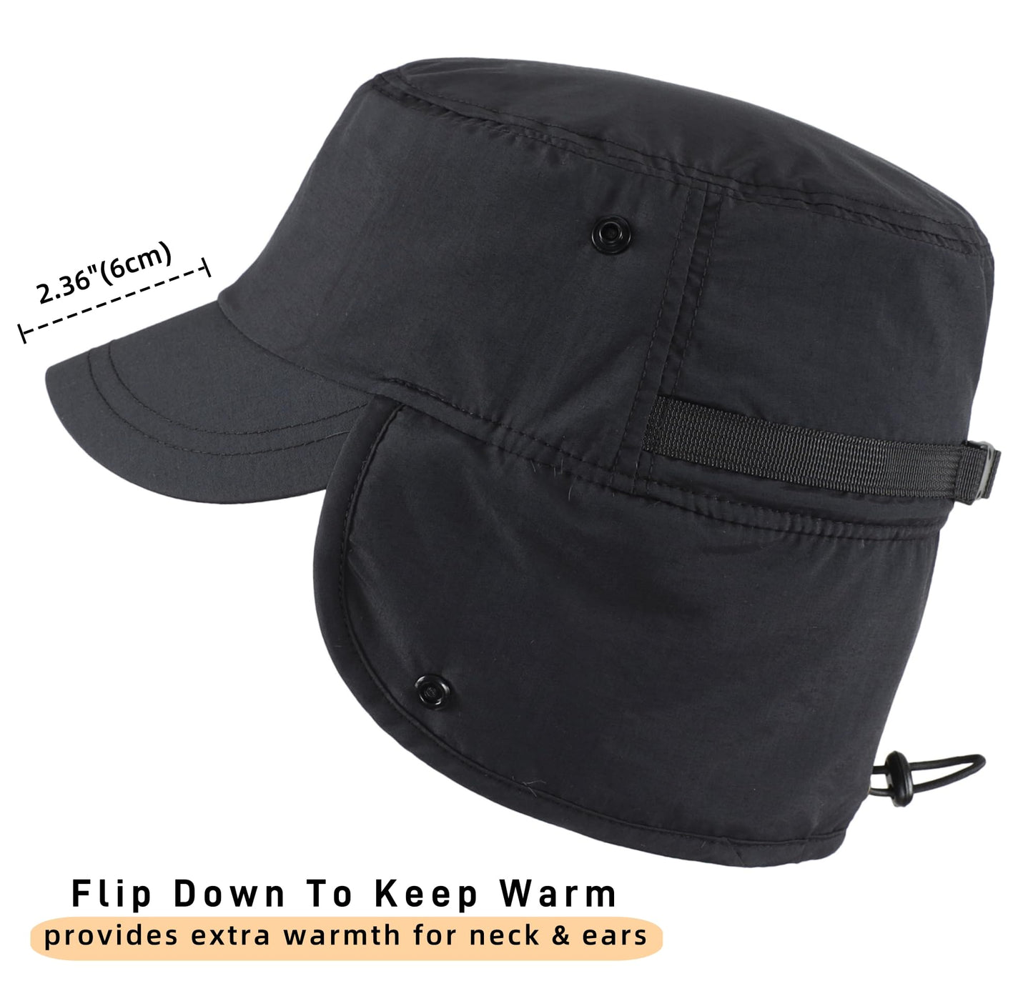 Connectyle Men's Winter Hat with Visor Warm Earflaps Hat Fully Lined Faux Fur Baseball Cap Trapper Hunting Hats