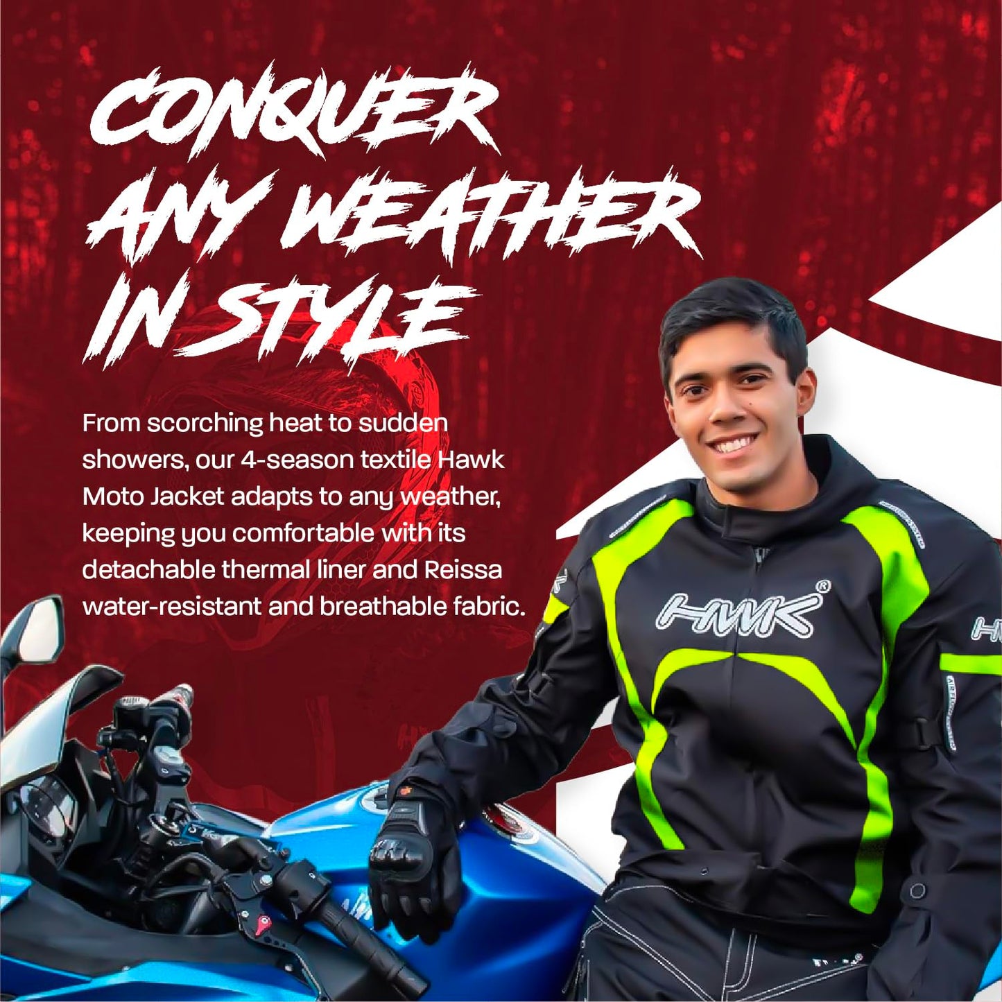 HWK Motorcycle Jacket Men's Riding Textile Racing Motorbike Hi-Vis Biker CE Armored Water Resistant Jackets