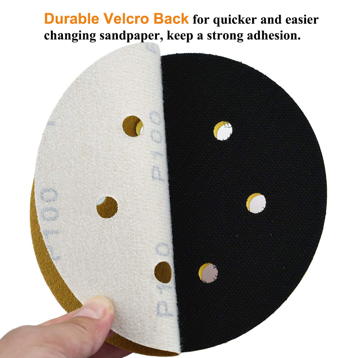 6-Inch 6-Hole Hook and Loop Sanding Discs 600-Grit, Random Orbital Sandpaper for Automotive and Woodworking, 100-Pack