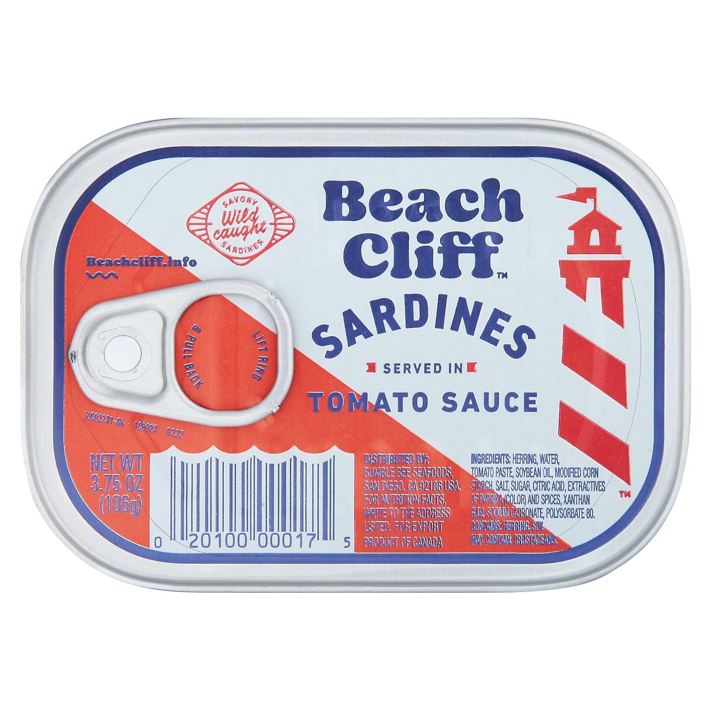 Beach Cliff Sardines in Water, 3.75 oz Can (Pack of 12) - Wild Caught Sardines - 12g Protein per Serving - Gluten Free, Keto Friendly