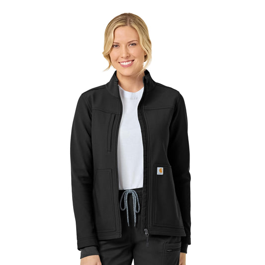 Carhartt Scrubs for Women, Rugged Flex, Bonded Fleece Vest with 4 Pockets, Black, 2XL