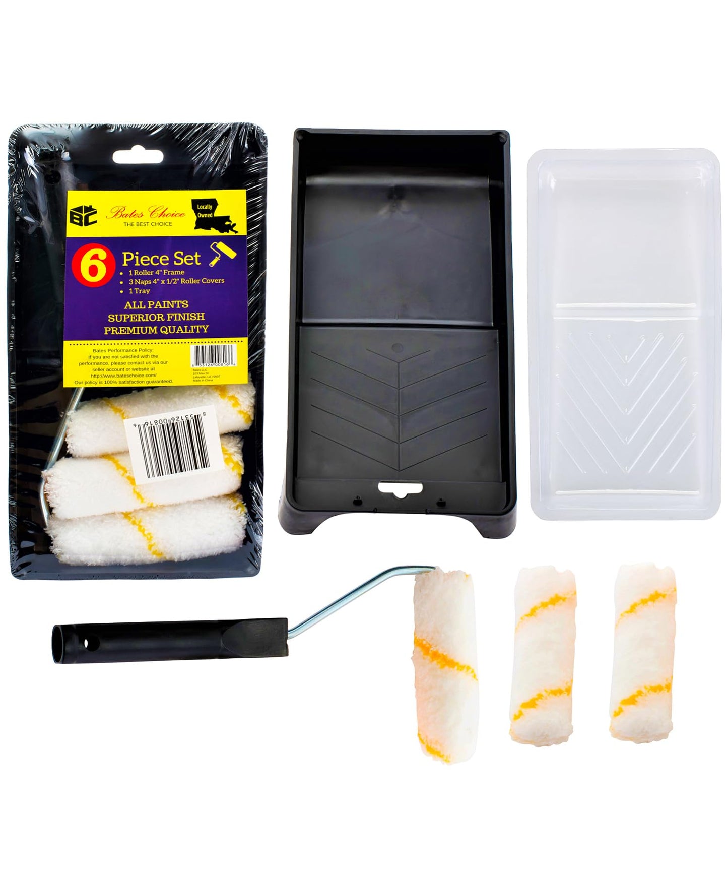 Bates Paint Roller - Paint Brush, Paint Tray, Roller Paint Brush, 11 Piece Home Painting Supplies, Foam Brush, House Painting Tray, Painting Tools, Roller and Paint Brushes, Interior Paint Brushes