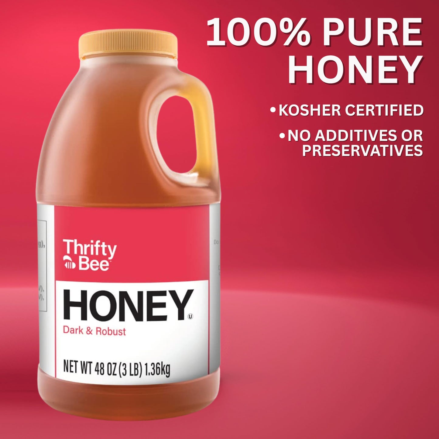 Thrifty Bee Honey, 80 Ounce (5 LB) Large Bulk Honey Jug