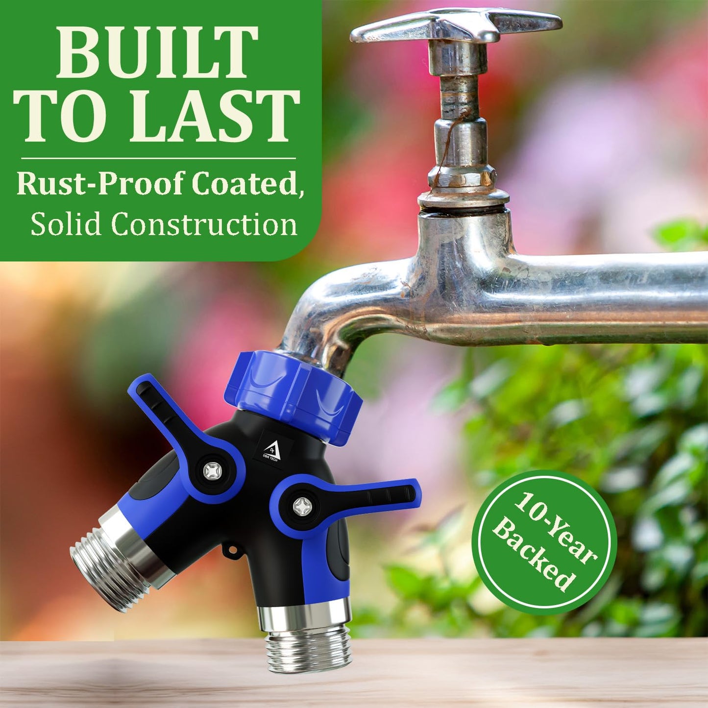 Hose Splitter 2 Way, Heavy Duty Metal Connector, Two Way Garden Hose Splitter, High Flow Spigot Faucet Bib Adapter, Solid Double Y Shut Off Valve for Outdoor Gardening Hoses, Orange