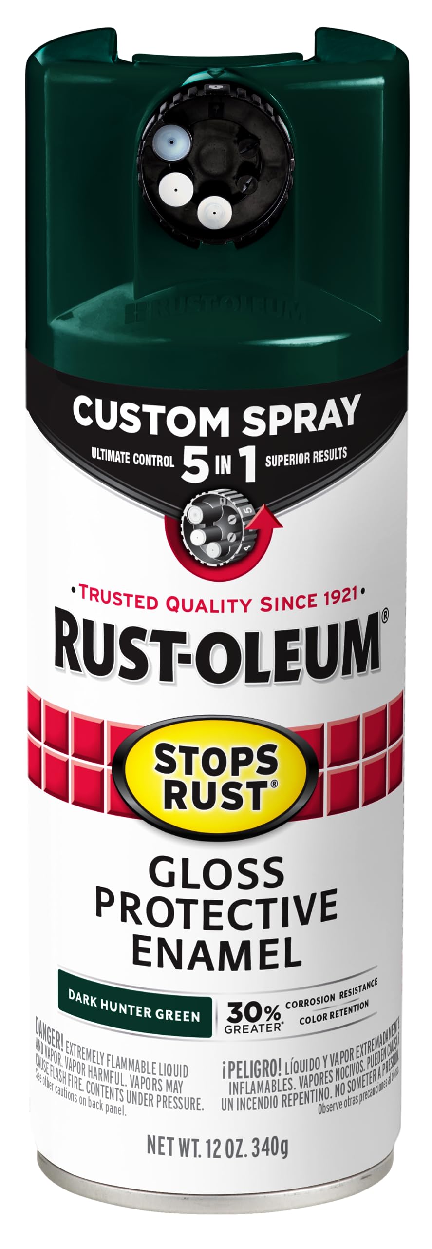 Rust-Oleum 376892 Stops Rust Custom Spray 5-in-1 Spray Paint, 12 oz, Gloss Leather Brown