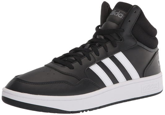 adidas Men's Hoops 3.0 Mid Top Basketball Shoe, Black/White/Grey Six, 11