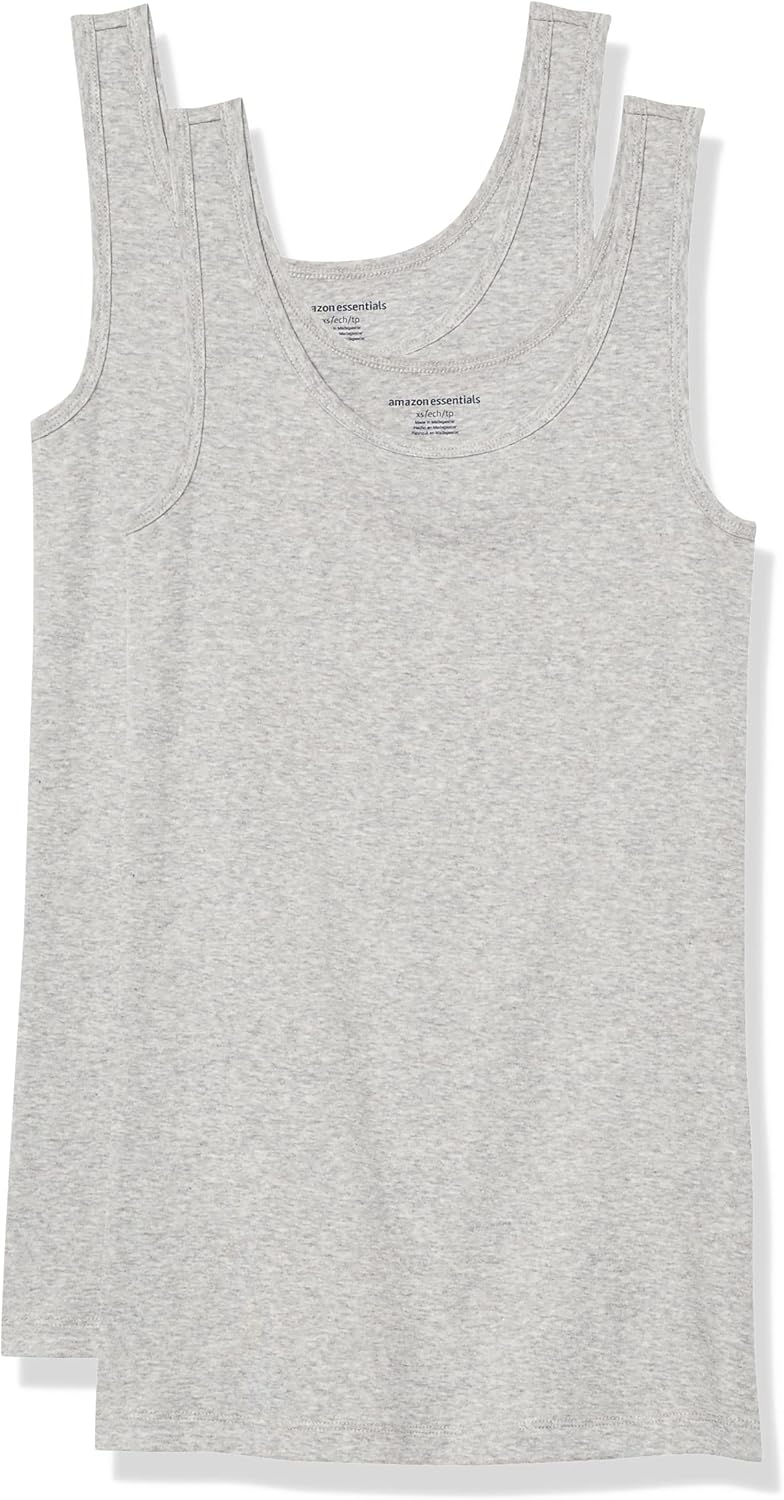Amazon Essentials Women's Slim-Fit Scoop Neck Tank Top, Pack of 2