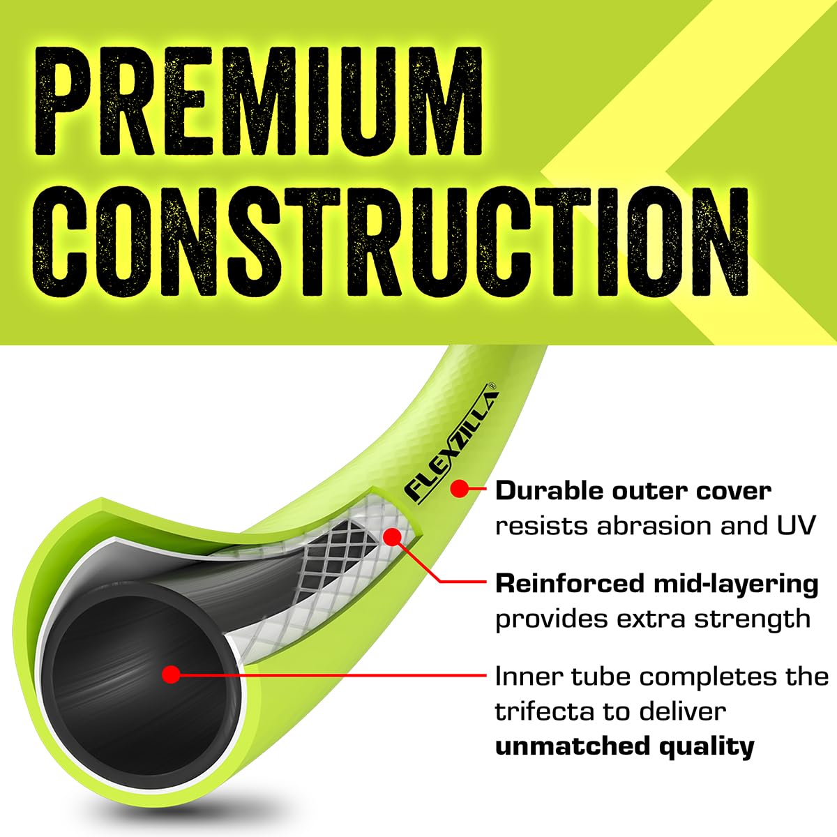 Flexzilla Garden Hose 5/8 in. x 50 ft, Heavy Duty, Lightweight, Durable, ZillaGreen - HFZG550YW-E