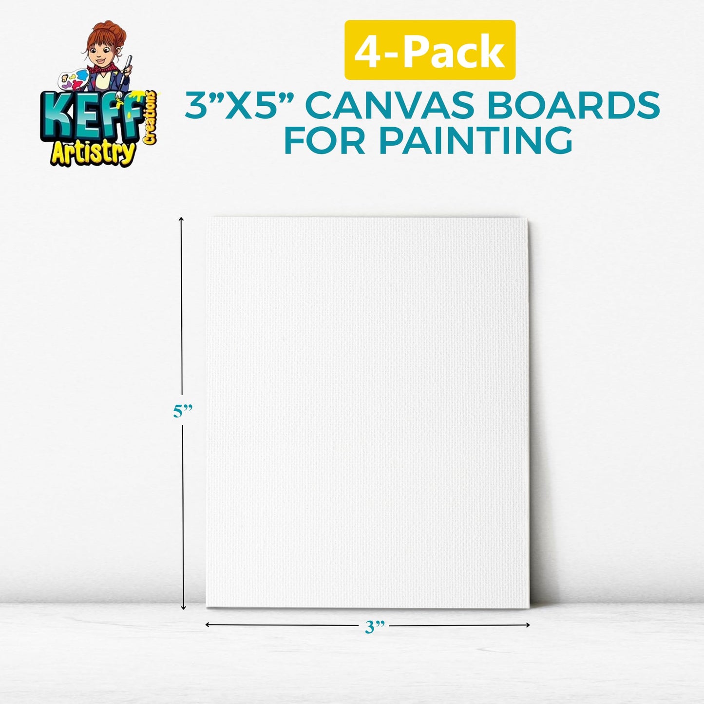 KEFF 24-Pack Bulk Canvas for Painting, 6 of 5x7, 8x10, 9x12, 11x14 Canvas Boards for Painting, Art Supplies for Adults & Kids - 100% Cotton Primed Painting Canvas for Acrylic, Oil, Watercolor, Tempera