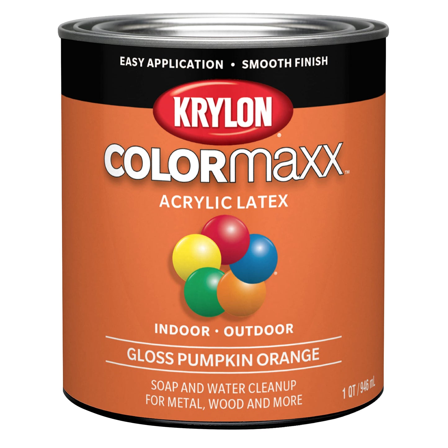Krylon K05615007 COLORmaxx Acrylic Latex Brush On Paint for Indoor/Outdoor Use, ½ Pint, Satin White