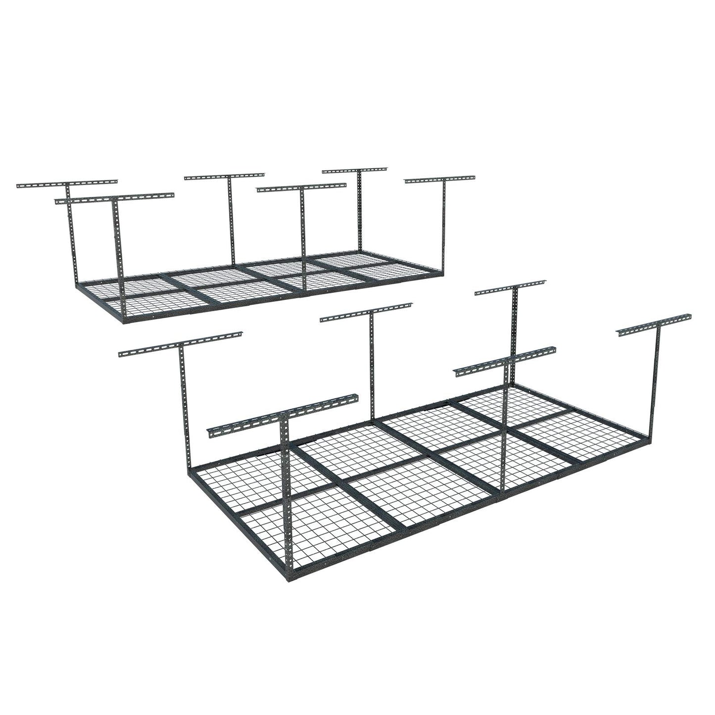 FLEXIMOUNTS 4x8 Overhead Garage Storage Rack, Adjustable Garage Storage Organization Systerm, Heavy Duty Metal Garage Ceiling Storage Racks, 600lbs Weight Capacity, Black