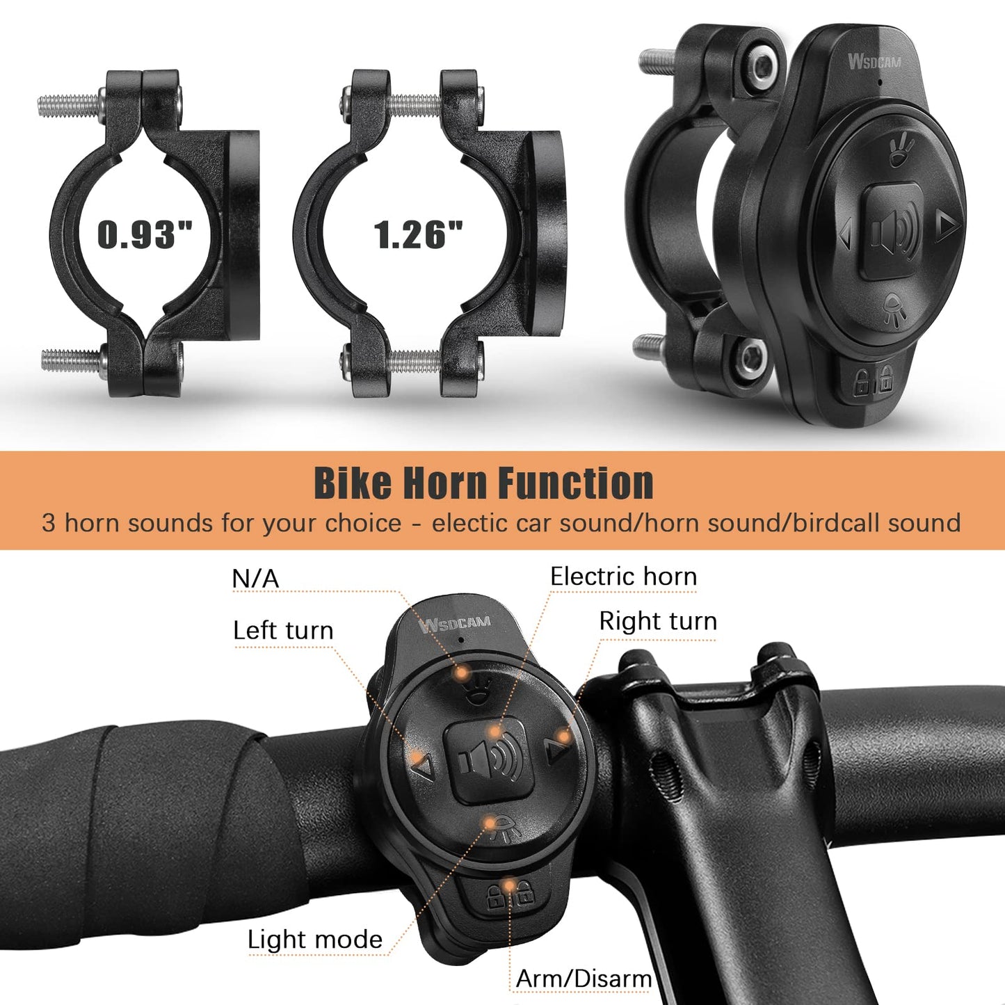 WSDCAM Smart Bike Light with Turn Signals, Brake Light, and Alarm Horn - Auto ON/Off Rechargeable Waterproof Rear Bicycle Tail Light with Remote