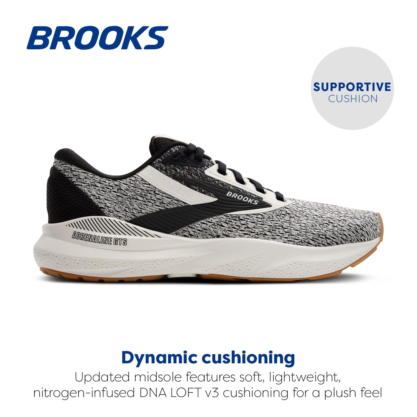 Brooks Women’s Adrenaline GTS 24 Supportive Running Shoe - Coconut/Black/Biscuit - 8.5 Medium
