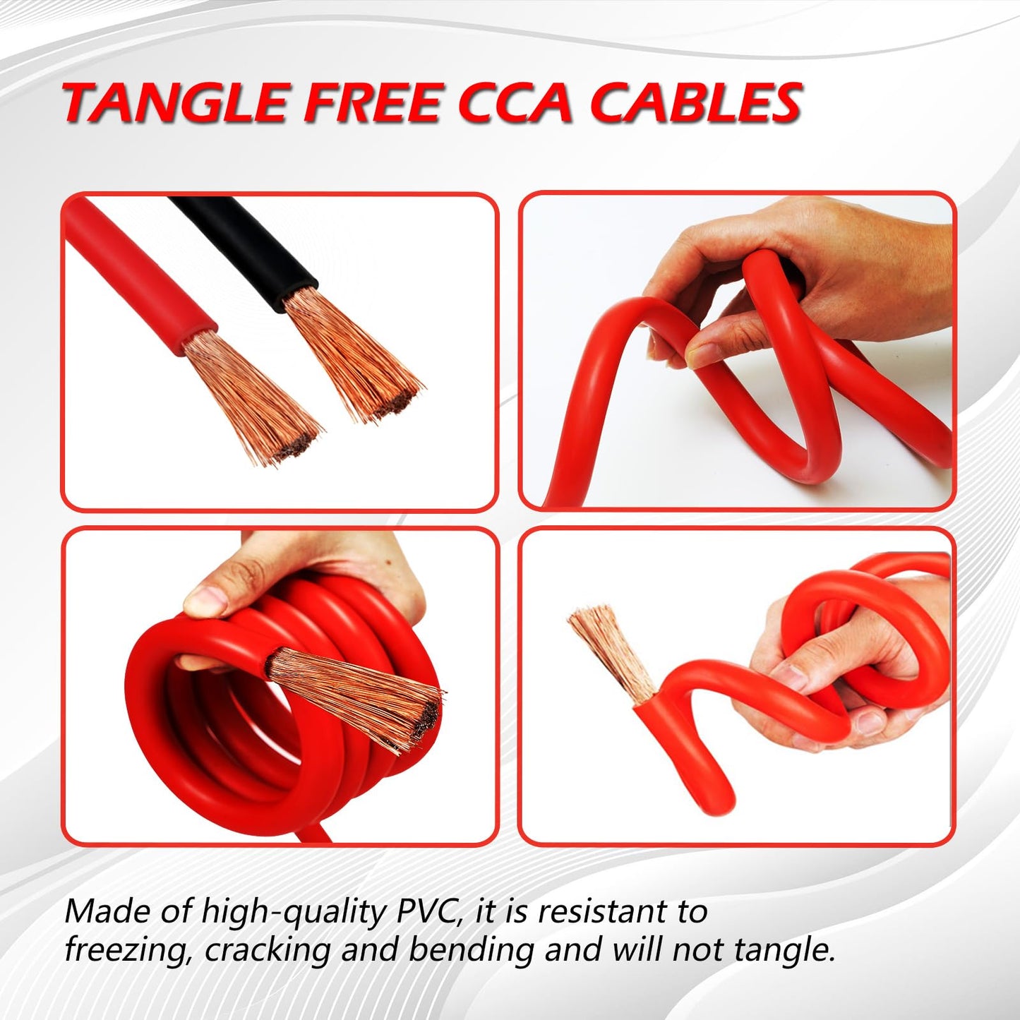 NOONE Jumper Cables for Car Battery, Heavy Duty Automotive Booster Cables for Jump Starting Dead or Weak Batteries (10-Feet (10-Gauge)