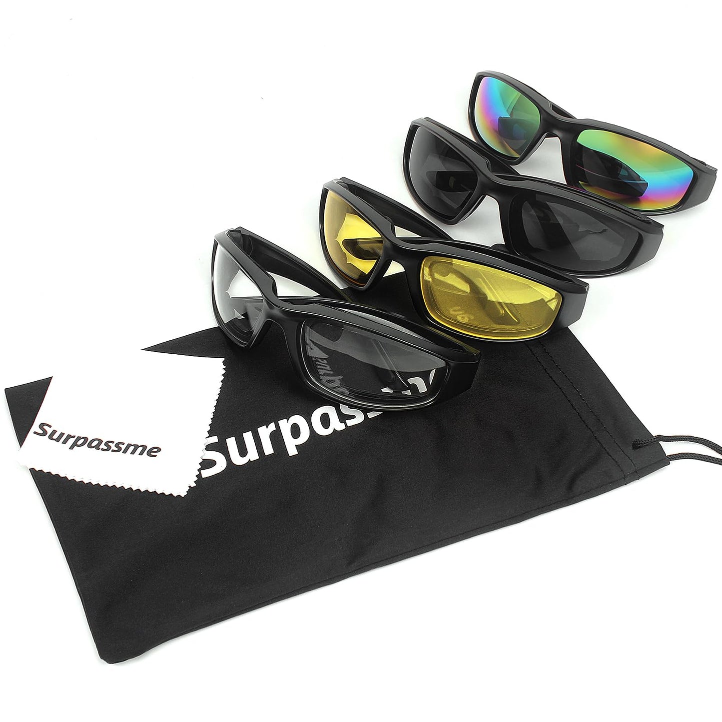 3 Pair Motorcycle Riding Glasses Padding Goggles UV Protection Dustproof Windproof Motorcycle Sunglasses for Outdoor Actives