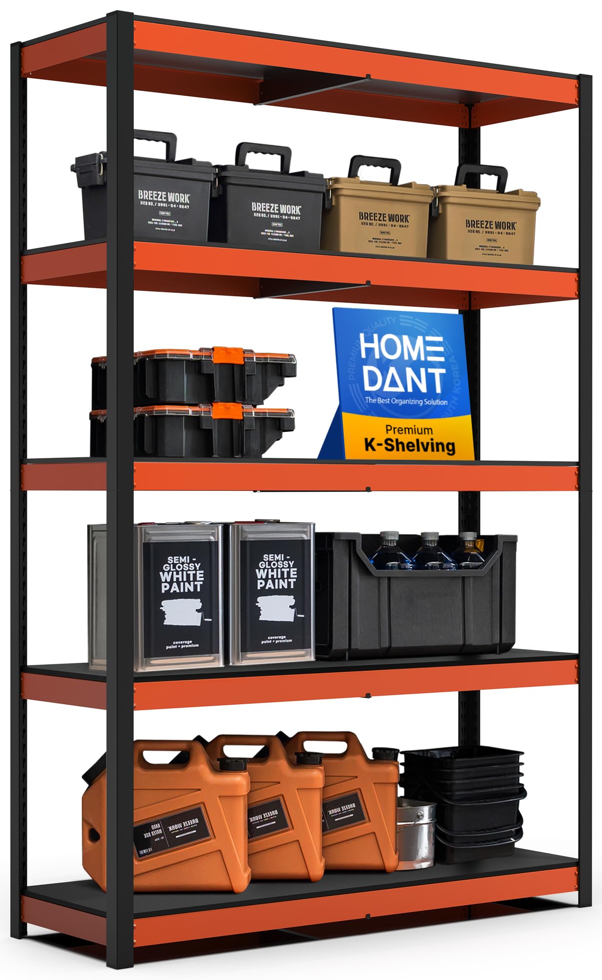 HOMEDANT 5 Tier Laminated Boltless Heavy Duty Garage Storage Adjustable Wide Size Metal Shelving Unit Utility Rack Shelves Organization Multipurpose Shelf Shed Warehouse 47.7"W x 24.1"D x 71.3"H 2Pack