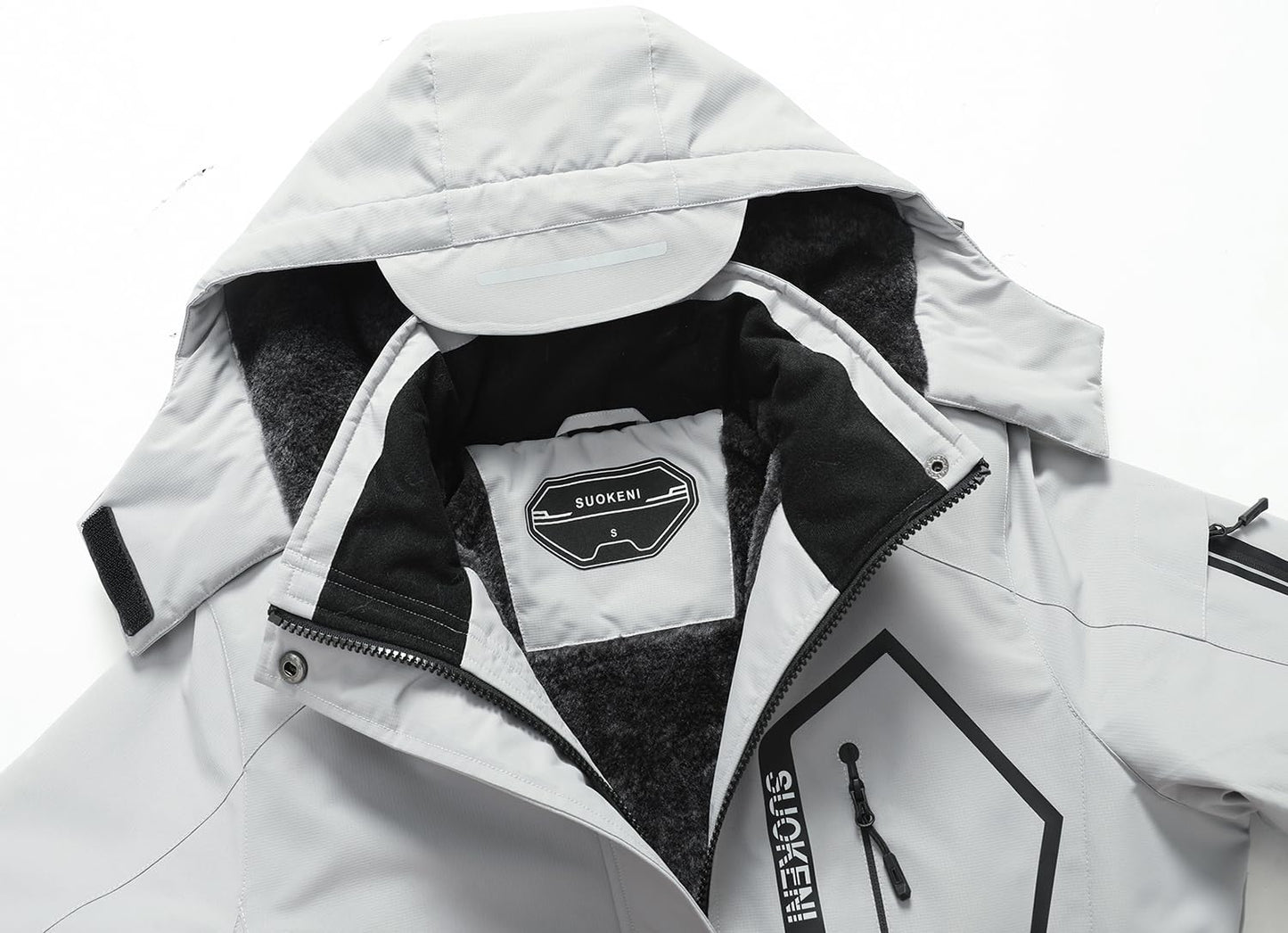 SUOKENI Women's Waterproof Warm Winter Snow Coat Hooded Raincoat Ski Snowboarding Jacket