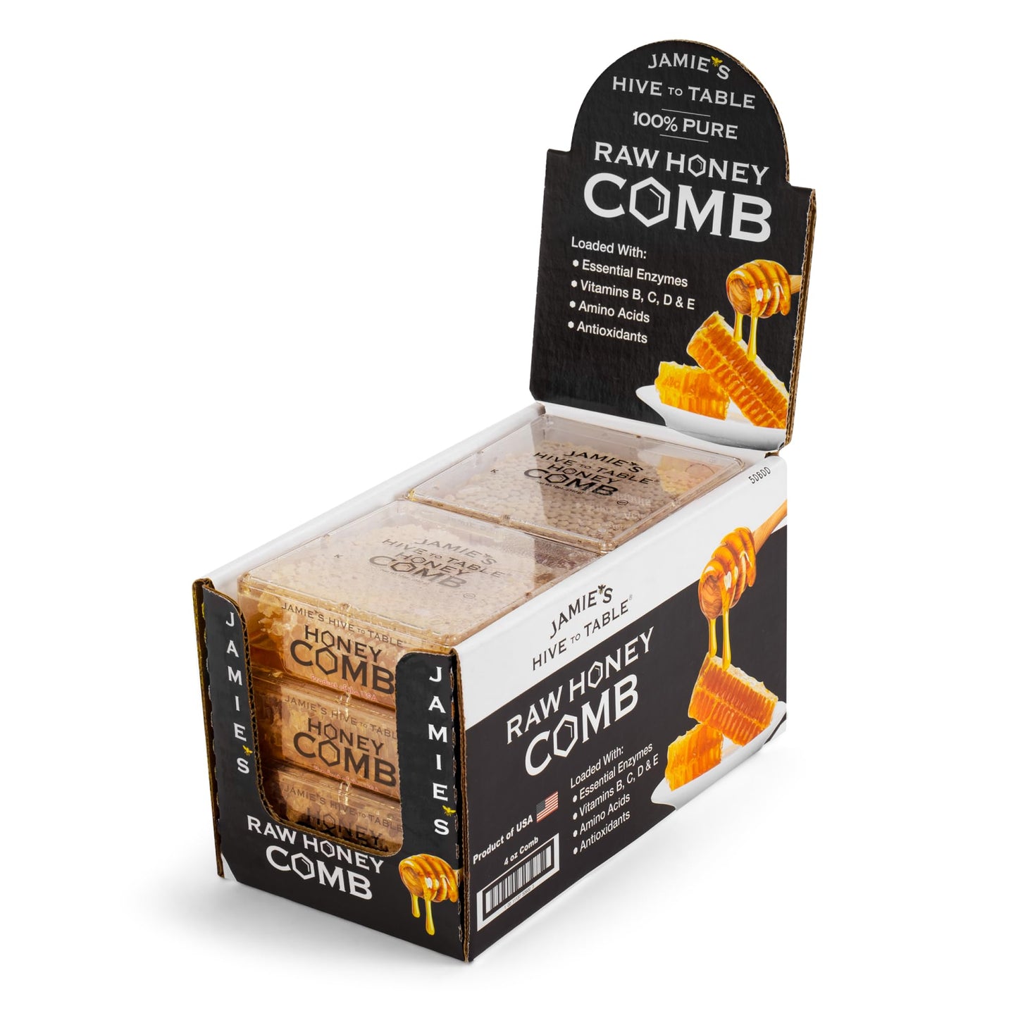 Jamie's Hive To Table 100% Raw Honeycomb, 12 Oz – All-Natural Pure Georgia Honeycomb, No Additives or Preservatives, Non-GMO