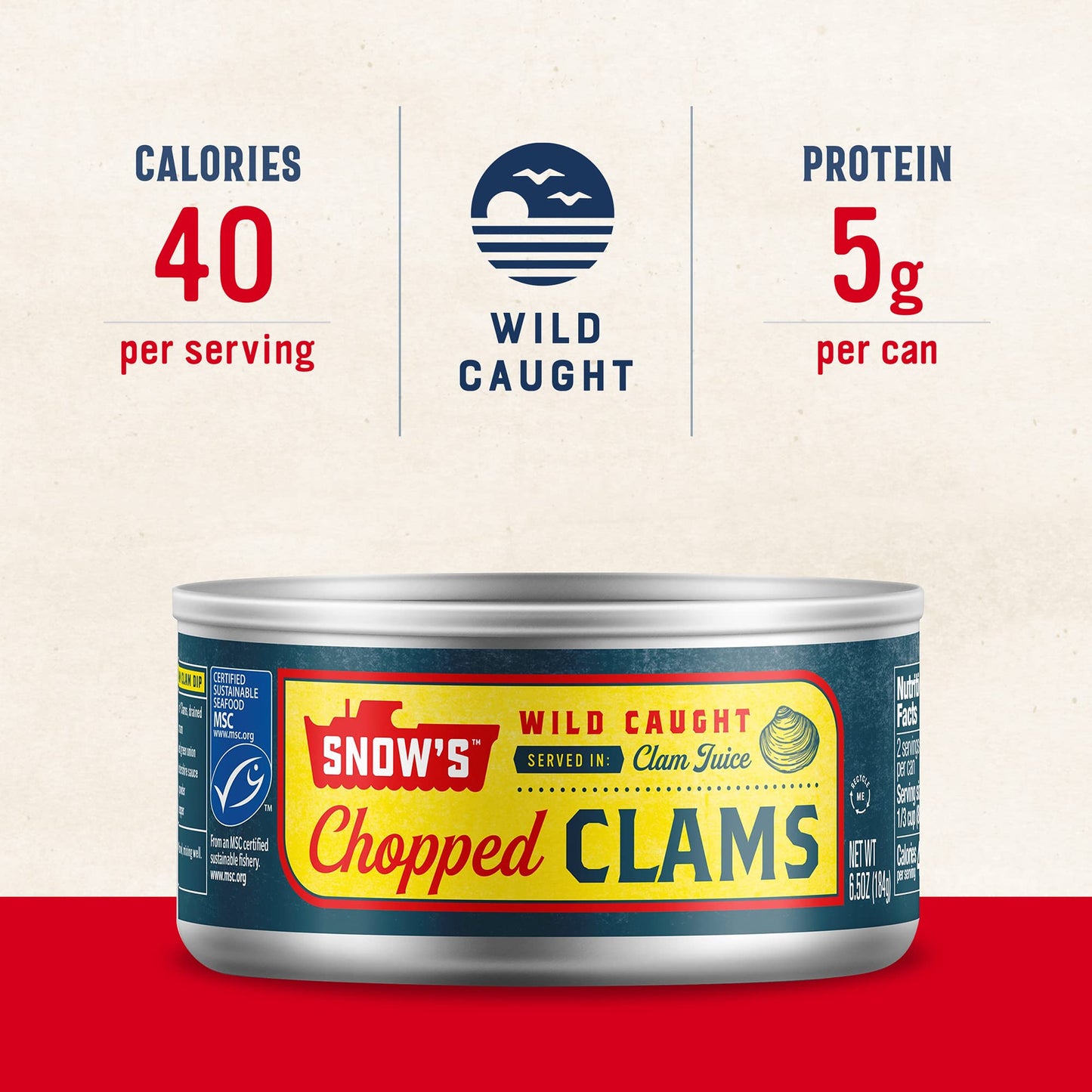 Snow's Ocean Chopped Clams Canned, 51 oz Can - 7g Protein per Serving - Gluten Free, No MSG, 99% Fat Free - Great for Pasta & Seafood Recipes