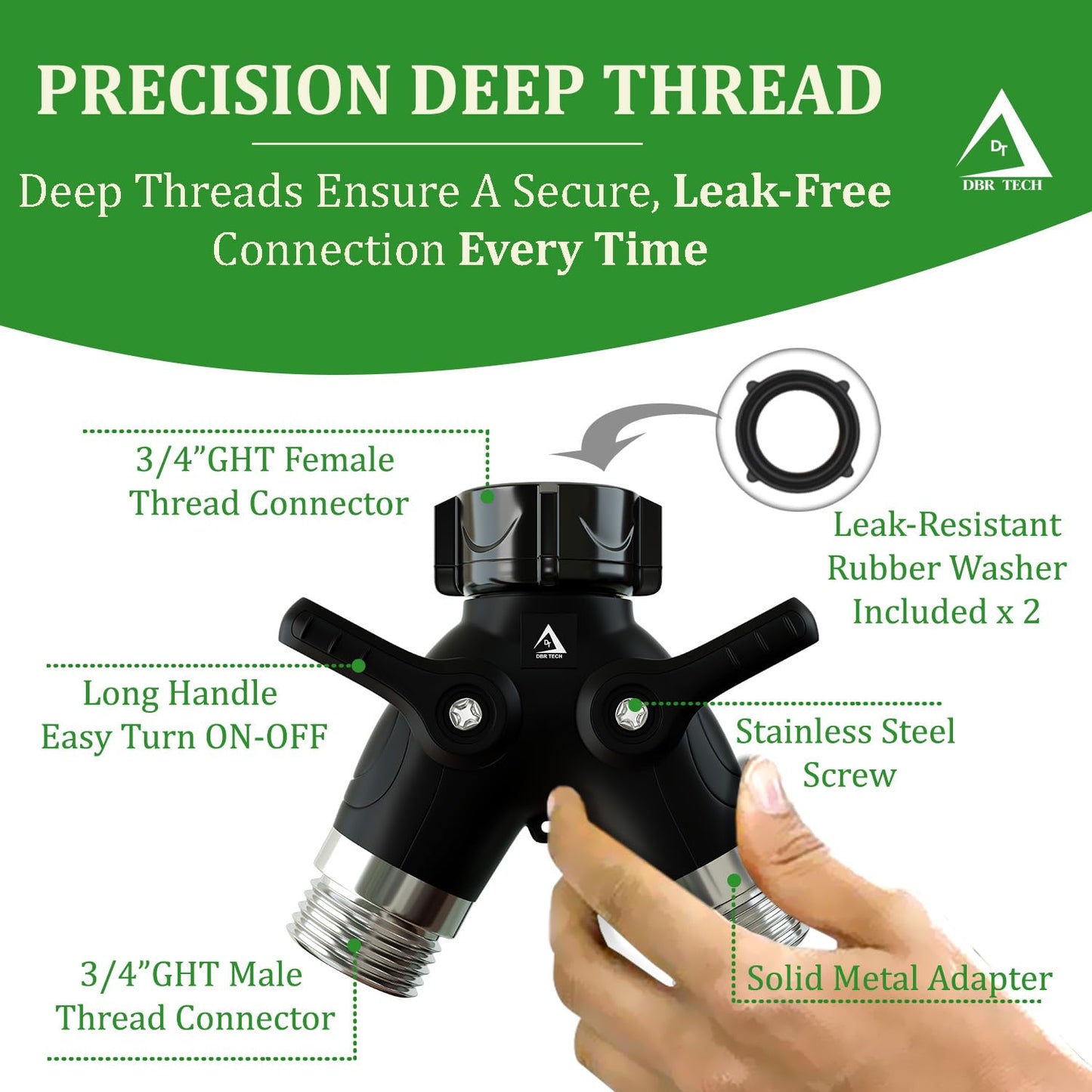 Hose Splitter 2 Way, Heavy Duty Metal Connector, Two Way Garden Hose Splitter, High Flow Spigot Faucet Bib Adapter, Solid Double Y Shut Off Valve for Outdoor Gardening Hoses, Orange