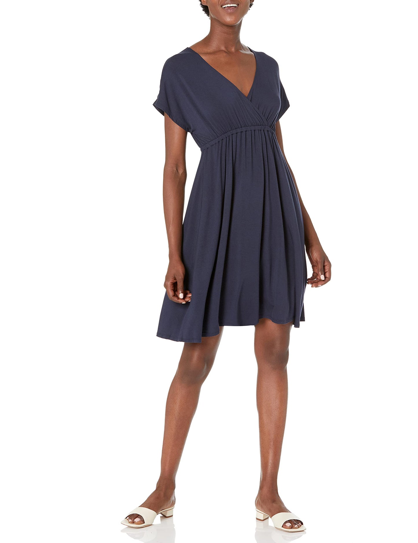 Amazon Essentials Women's Surplice V Neck Swing Dress (Available in Plus Size)