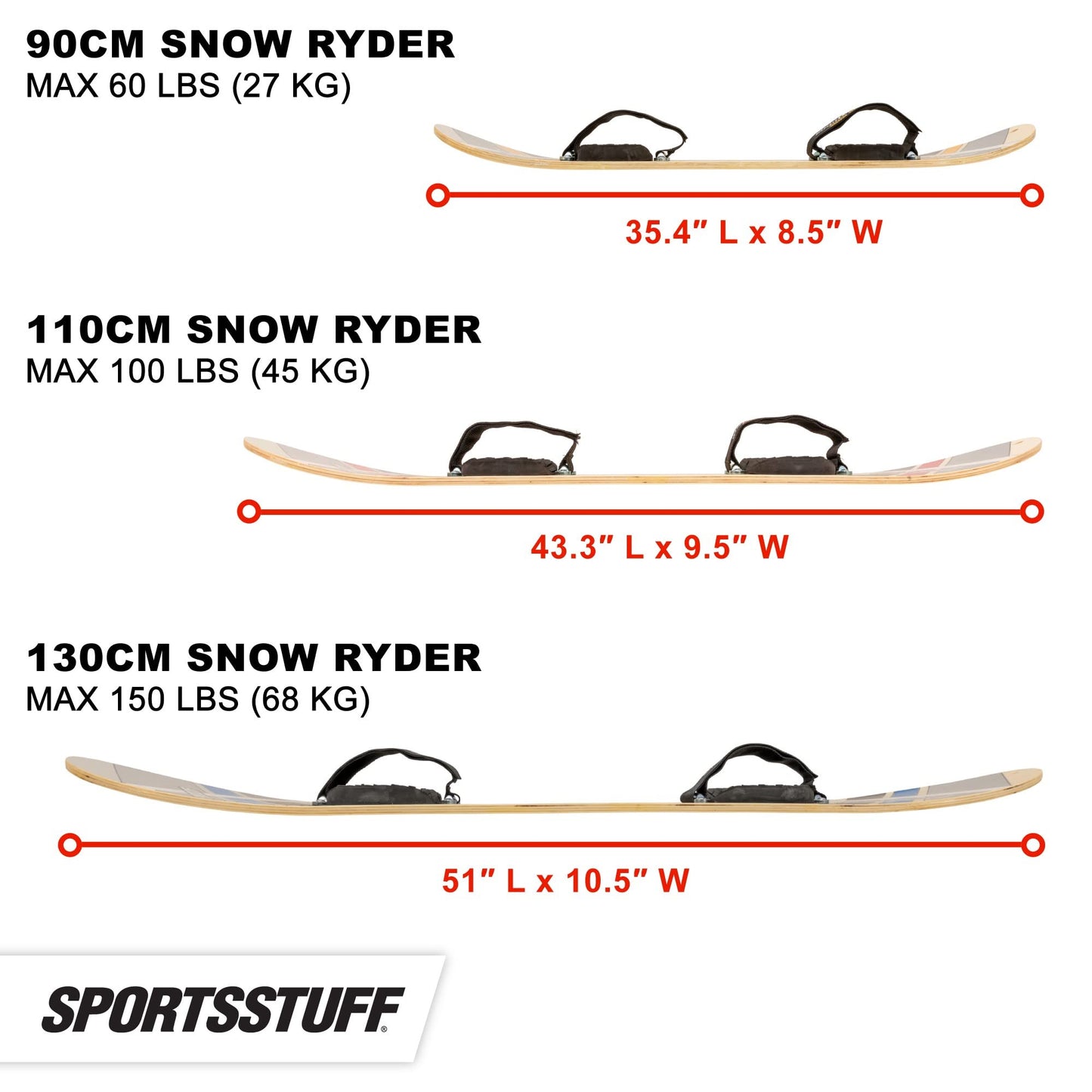 SportsStuff Snow Ryder, Hardwood Snowboard, Perfect for Beginners and Backyard Fun YELLOW 90cm