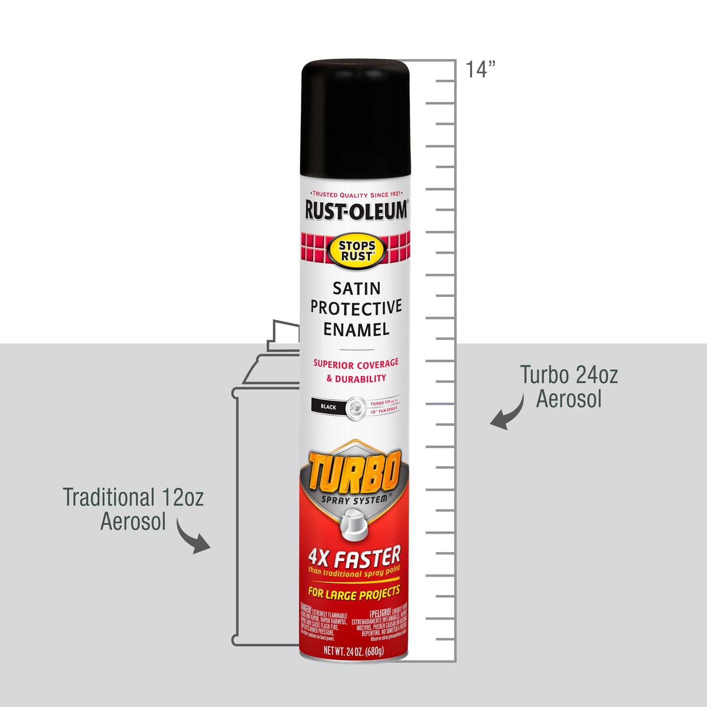 Rust-Oleum 376298 Stops Rust Turbo Spray System Spray Paint, 24 oz, Flat Black