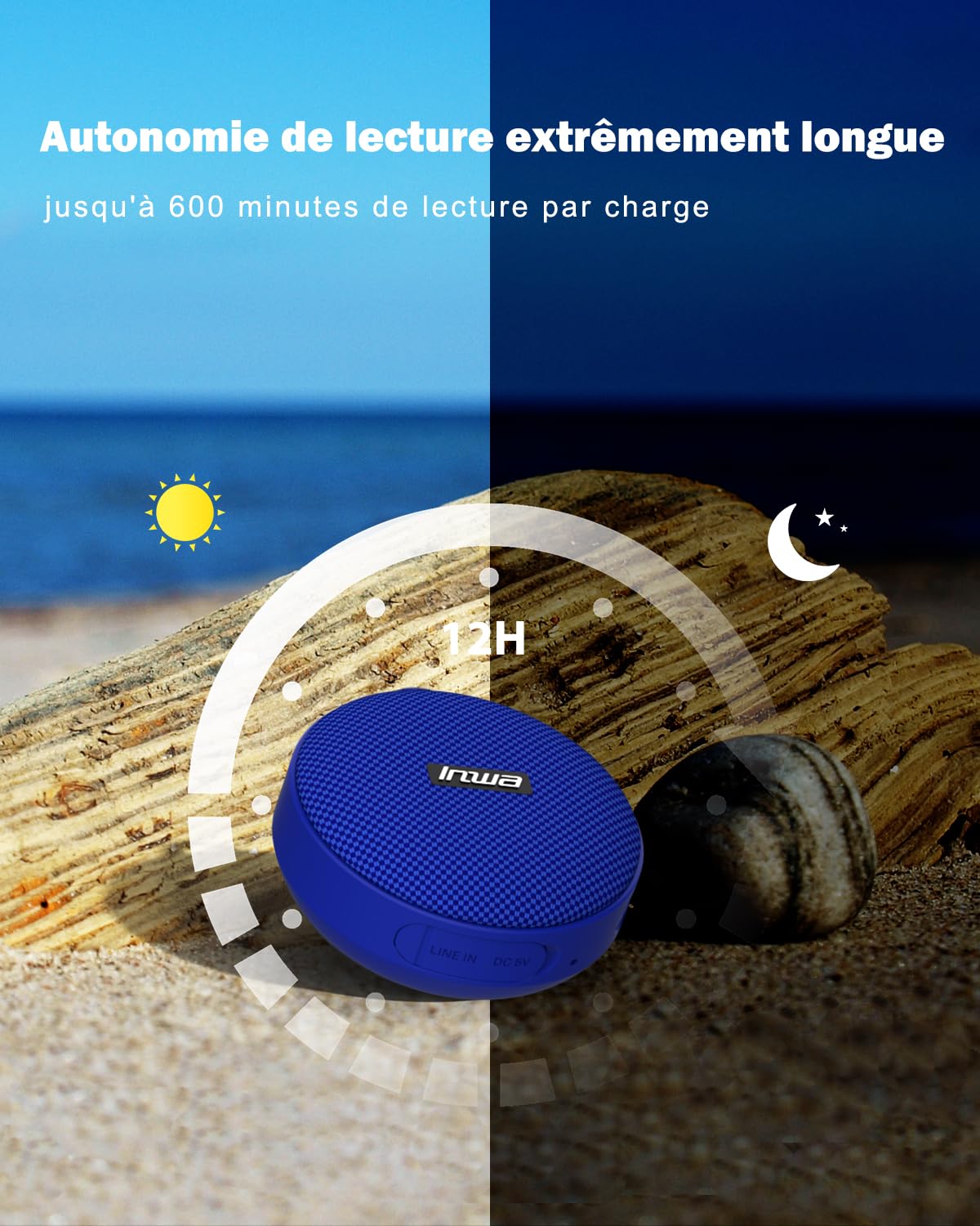 Inwa Portable Bluetooth Speaker, Bike Speakers with Speed Display, Wireless Speaker with 480 Mins Super Long of Playtime. Decent Sound, Compact Size and Loudness for Riding, Hiking, Showering, Golfing