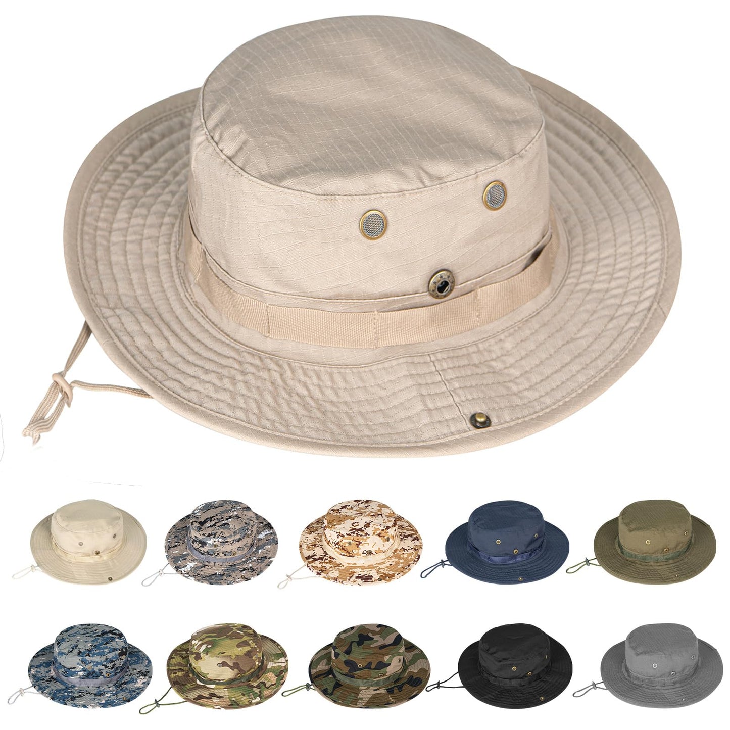 Sun Hats for Men Women Boonie Hat UPF 50+ Bucket Hat Wide Brim UV Protection Fishing Hiking Safari Outdoor Hats