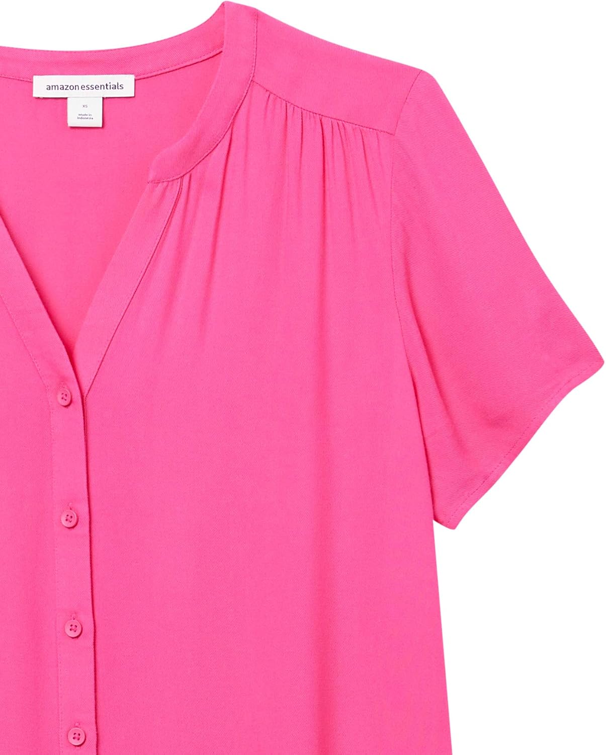 Amazon Essentials Women's Relaxed-Fit V Neck Short-Sleeve Woven Blouse, Business Casual