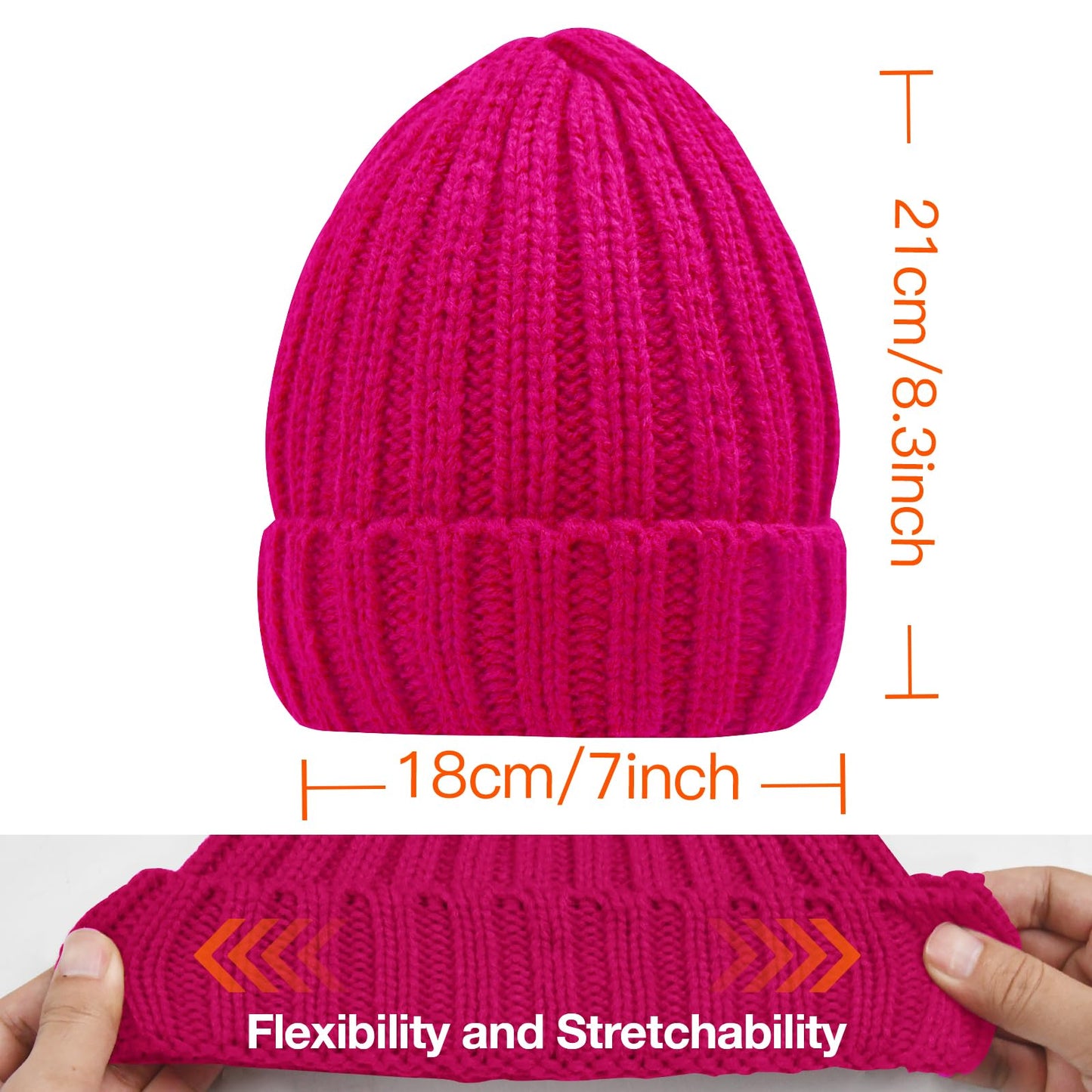 Rosoz Winter Hats for Women Warm Thick Soft Stretch Cable Knit Beanie Skully Cap for Cold Weather