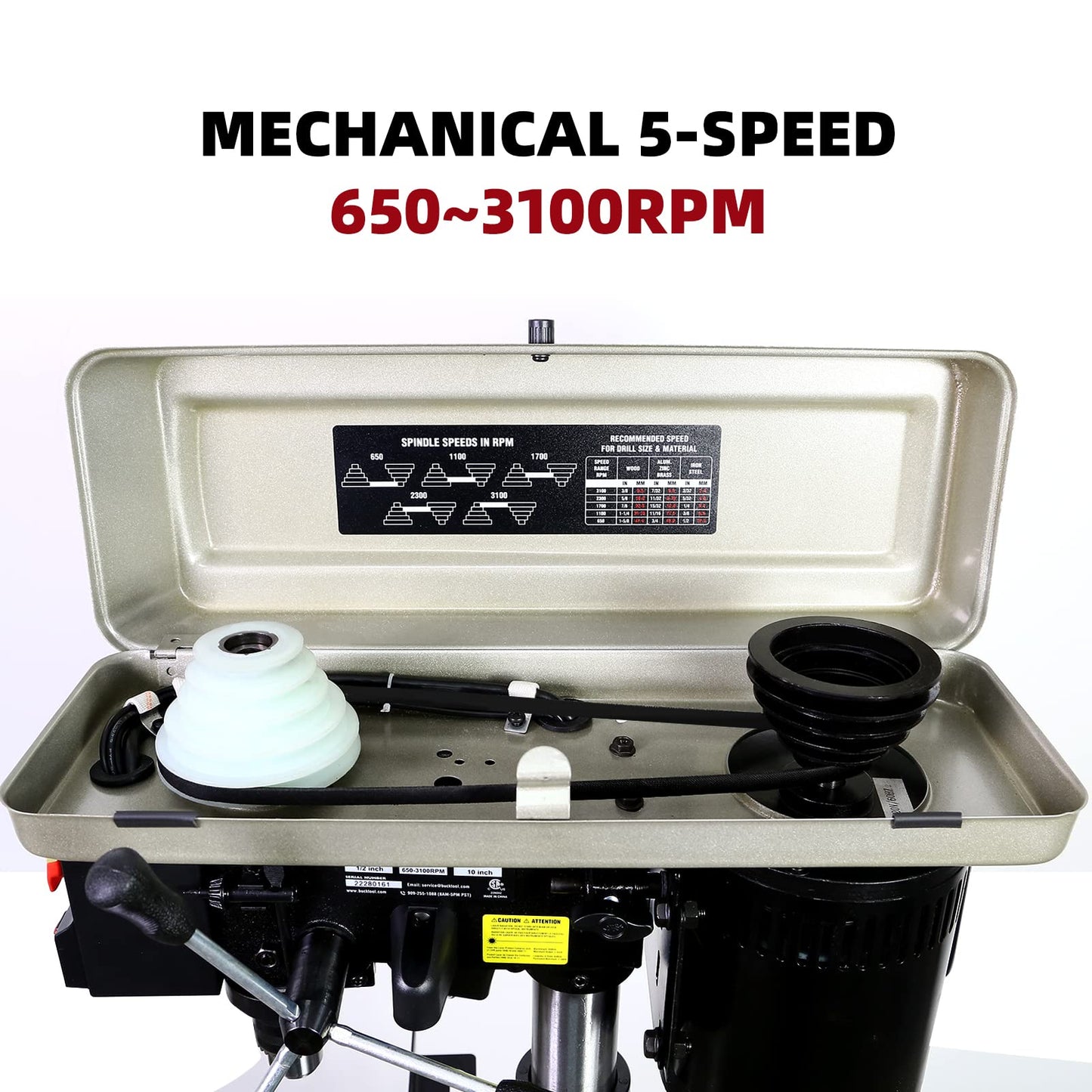 BUCKTOOL 12 INCH 6.2A Professional Bench Drill Press, 3/4HP Powerful Benchtop Drill Press, Variable Speed Drill Press with IIIA Laser and Work Light