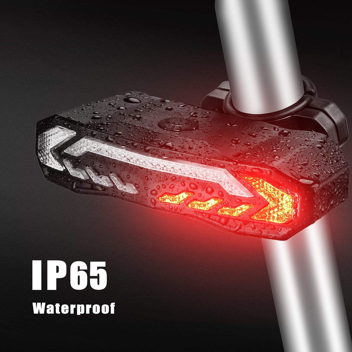WSDCAM Smart Bike Light with Turn Signals, Brake Light, and Alarm Horn - Auto ON/Off Rechargeable Waterproof Rear Bicycle Tail Light with Remote