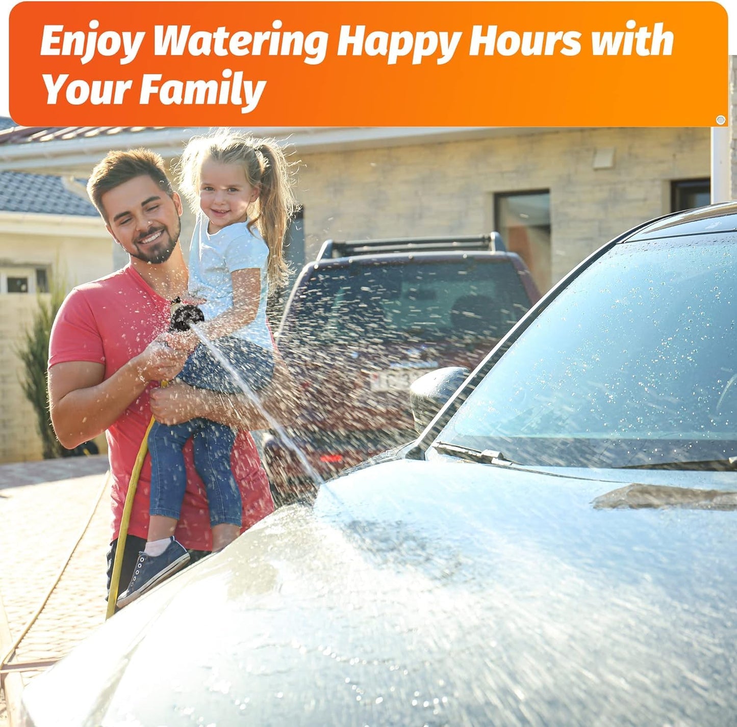 AUTOMAN-Garden-Hose-Nozzle, ABS Water Spray Nozzle with 7 Adjustable Watering Patterns, Slip Resistant for Watering Plants, Lawn& Garden, Washing Cars, Cleaning, Showering Pets & Outdoor Fun.