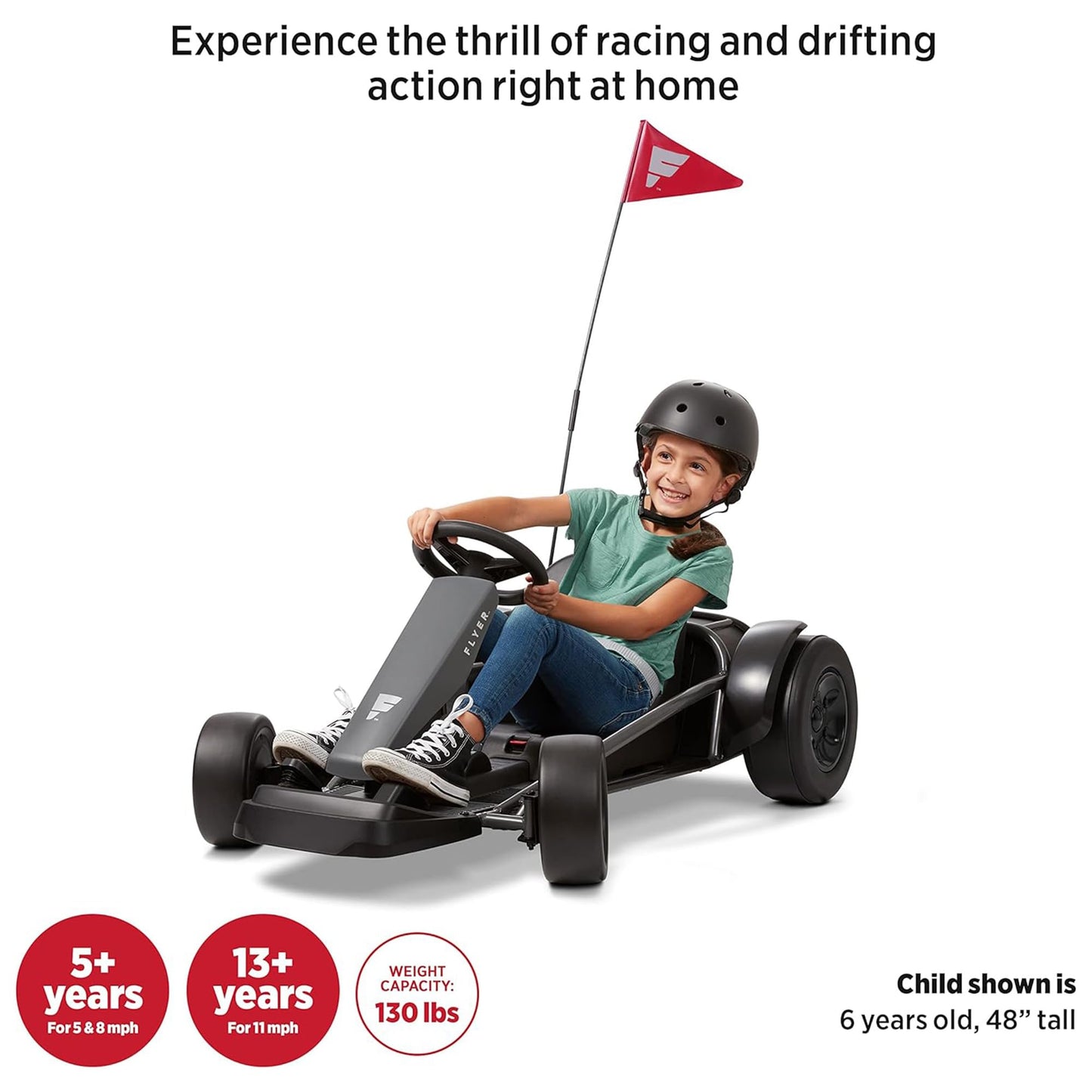 Radio Flyer Ultimate 24 Volt Electric Go-Kart for Kids Ages 3-8, 2-Seater, Red