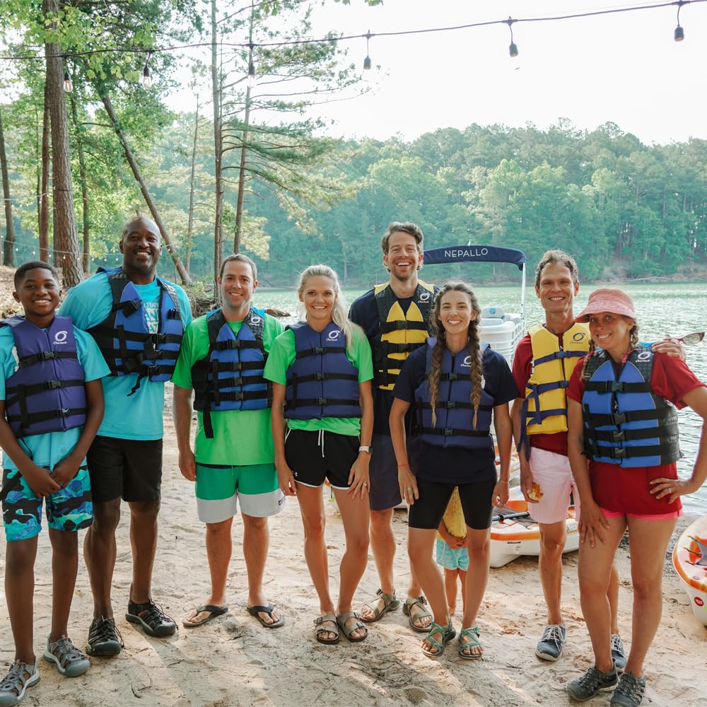 Overton's Universal Adult Life Jacket - Pack of 4, Nylon Shell with Closed-Cell Foam, Open Sides and Sturdy Belts, USCG Approved Type III, Fits Chest Sizes 30" to 52", Includes Zippered Storage Bag