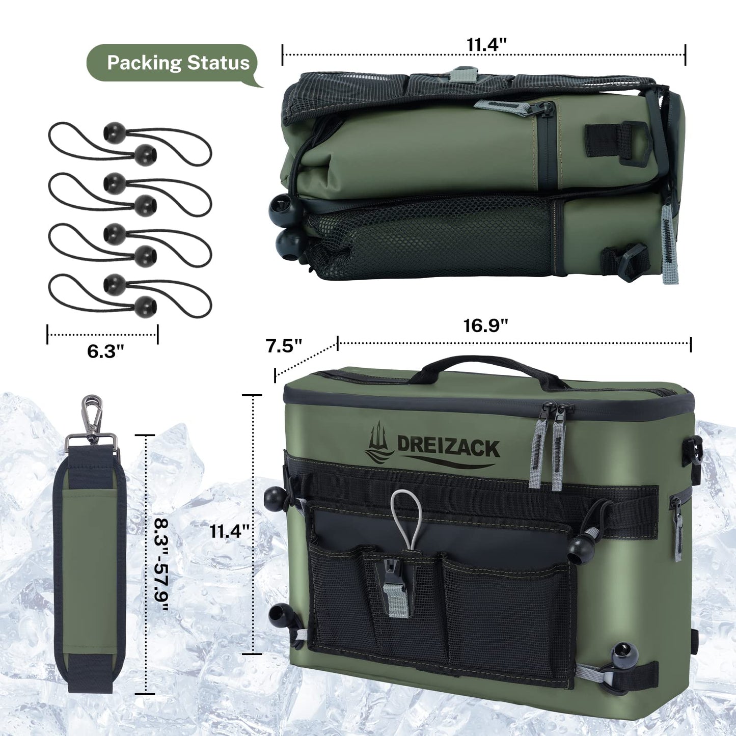 Dreizack Kayak Cooler Behind Seat, Waterproof Cooler for Kayaking,Paddle Board Cooler Compatible with Lawn-Chair Seat Kayak Accessories Cooler Bag Kayak Cooler Tow Behind for Camping Fishing