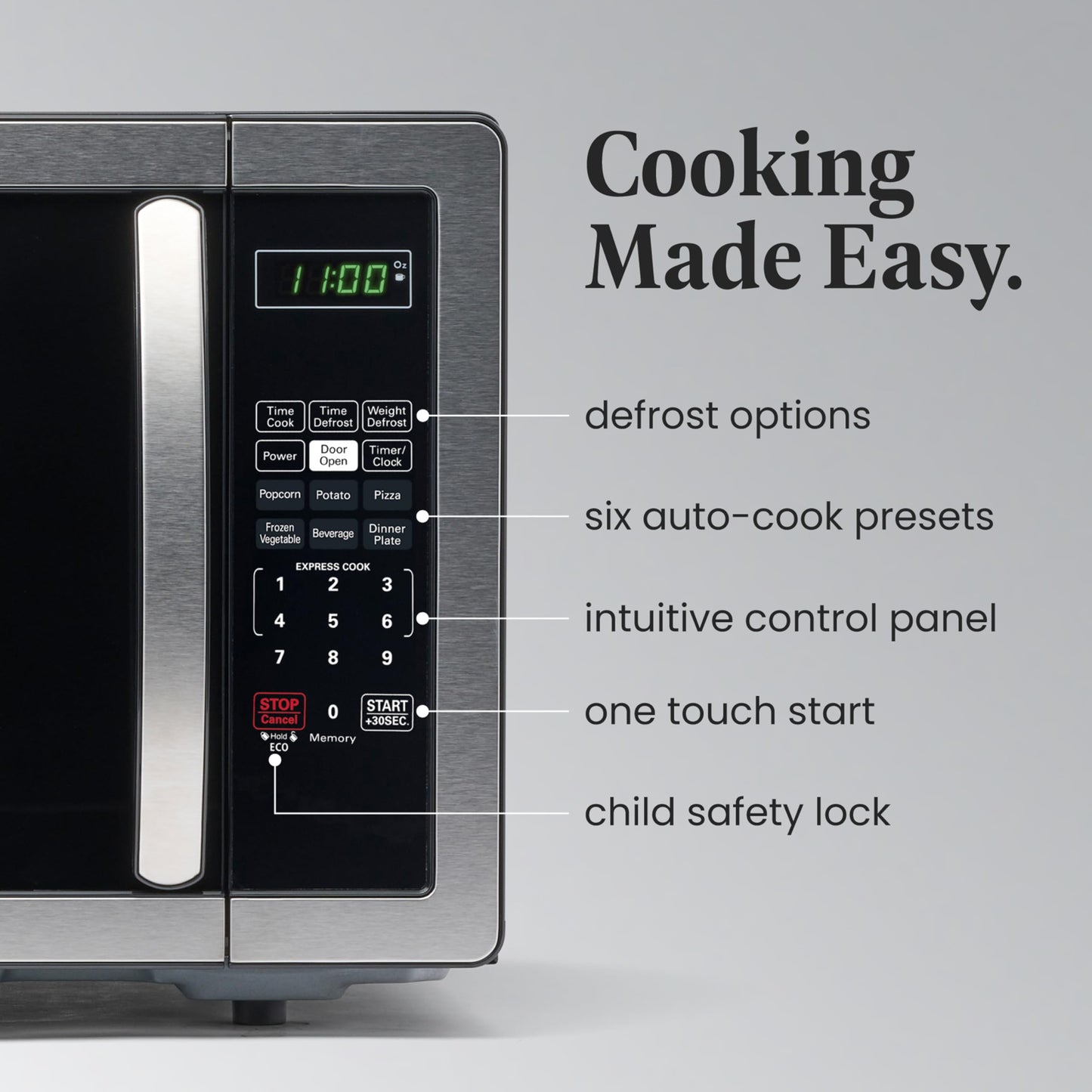 Farberware Countertop Microwave 700 Watts, 0.7 Cu. Ft. - Microwave Oven With LED Lighting and Child Lock - Perfect for Apartments and Dorms - Easy Clean Stainless Steel