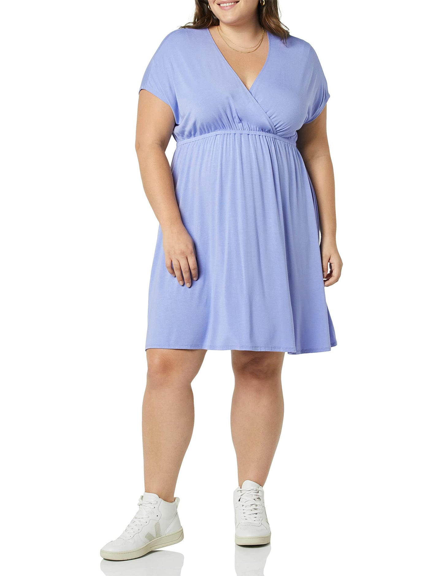 Amazon Essentials Women's Surplice V Neck Swing Dress (Available in Plus Size)