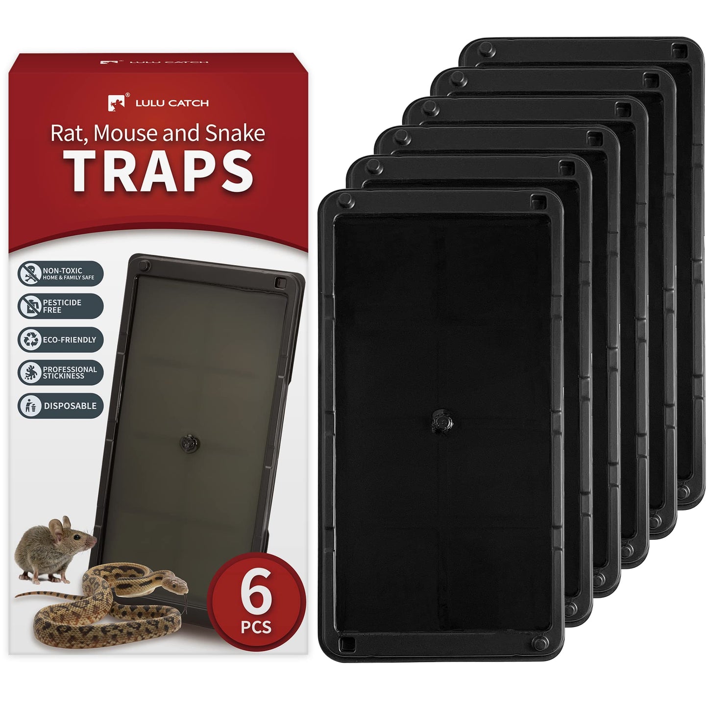 LULUCATCH Super Heavier Mouse Traps 12 Pack for Mice & Snakes with Non-Toxic Glue. Larger Sticky Traps Indoor, Easy to Set, Safe to Children & Pets
