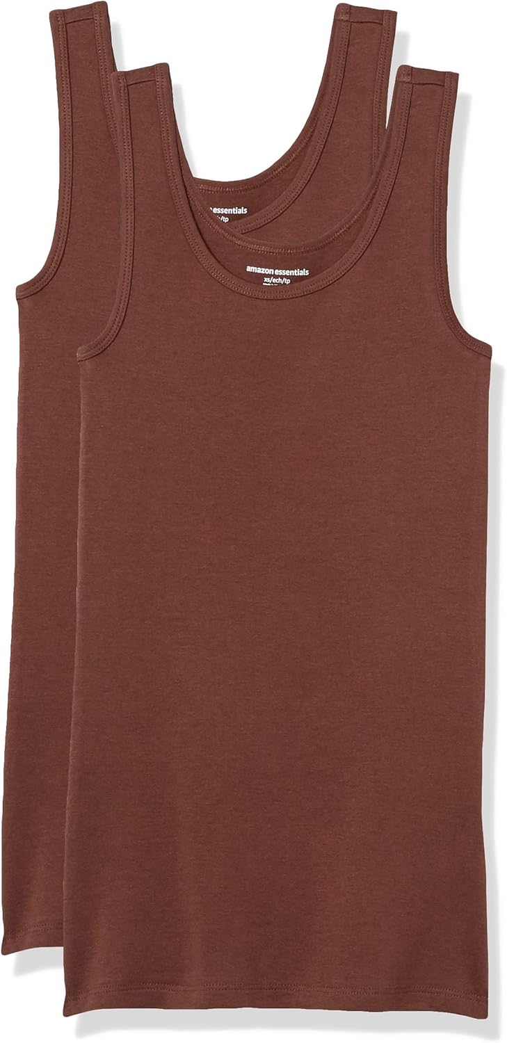 Amazon Essentials Women's Slim-Fit Scoop Neck Tank Top, Pack of 2