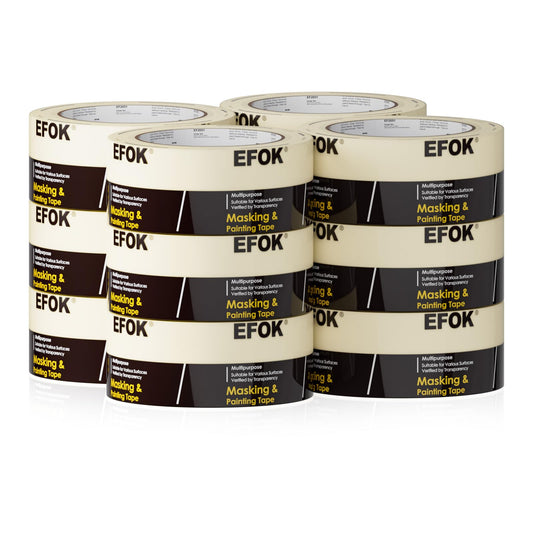 10 Pack Masking Tape 2 Inch Wide Bulk, 2025 Upgrade White Painters Tape Anti-UV General Purpose, 1.88 Inch × 55 Yards Total 550 Yards