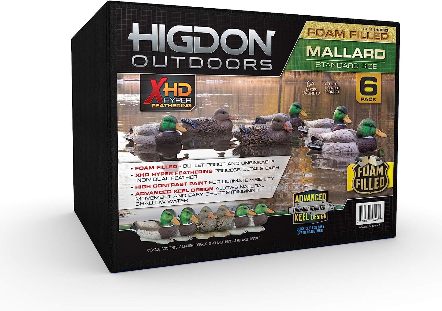 Higdon Outdoors Standard Mallard Duck Decoys | Ultra Realistic Drake & Hen Decoys for Waterfowl Hunting | Foam-Filled & Non-Foam-Filled | 12pk & 6pk Available